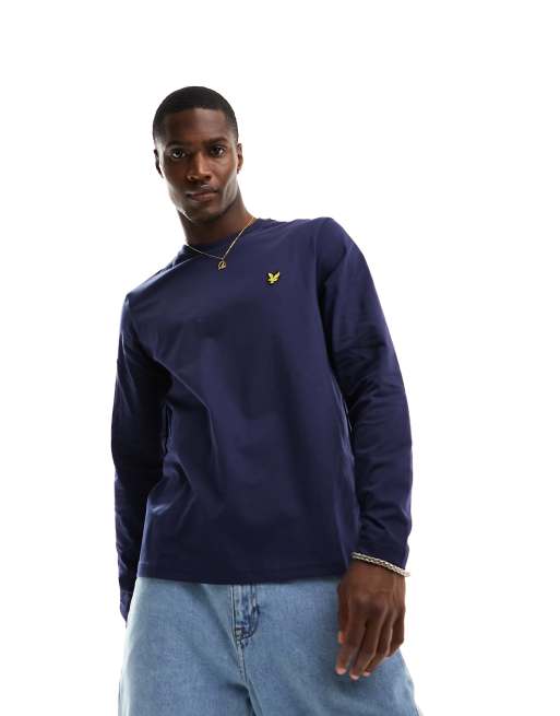 Lyle & Scott - Maglietta a maniche lunghe blu navy tinta unita    , 3 di 4