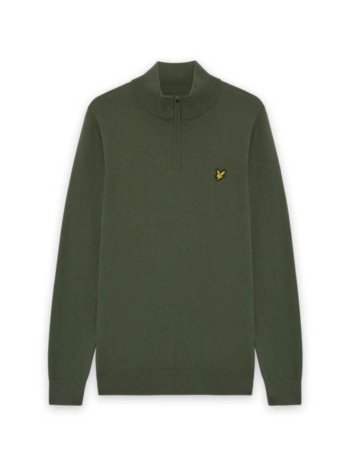 Lyle & Scott maglione da golf in maglia con zip corta in x65 cactus green, 5 di 6