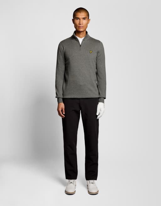 Lyle & Scott maglione da golf in maglia mezza zip a quarti in t28 grigio mélange medio, 2 di 7