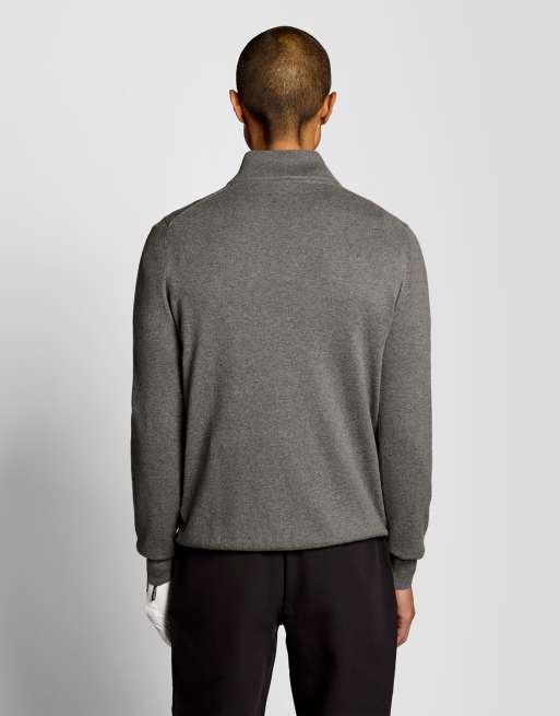 Lyle & Scott maglione da golf in maglia mezza zip a quarti in t28 grigio mélange medio, 4 di 7