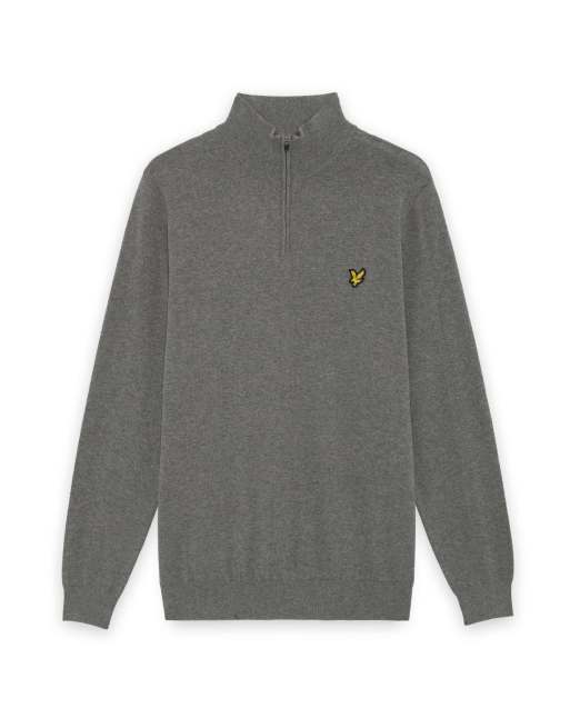 Lyle & Scott maglione da golf in maglia mezza zip a quarti in t28 grigio mélange medio, 5 di 7