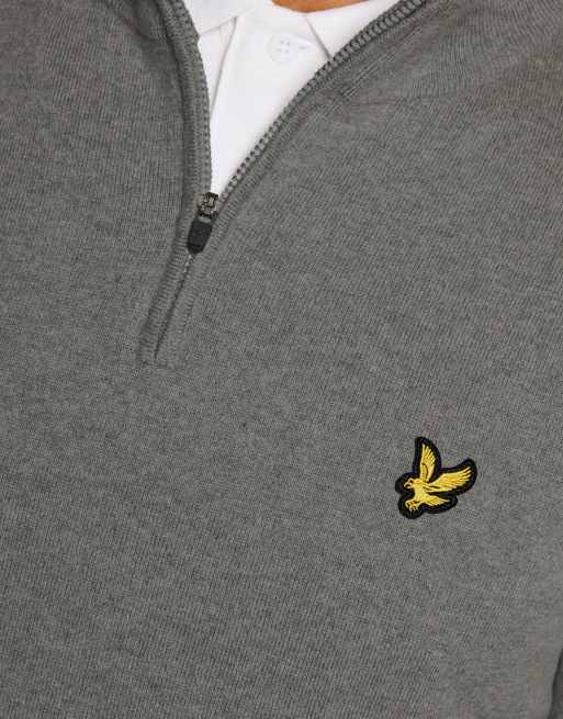 Lyle & Scott maglione da golf in maglia mezza zip a quarti in t28 grigio mélange medio, 6 di 7