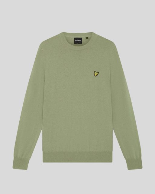 Lyle & Scott maglione girocollo in misto cotone e merino, taglio medio, y299 smoke olive, 1 di 1
