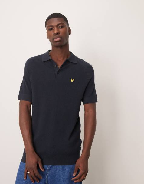Lyle & Scott - Marineblå poloskjorte i hør - view 1