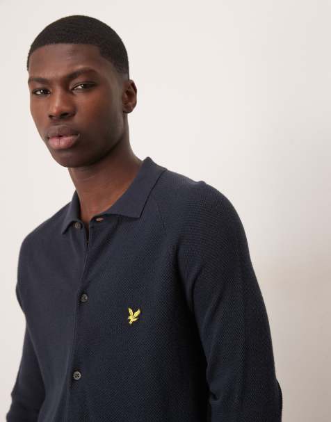 Lyle & Scott - Marineblå skjorte med lange ærmer i hør - view 1