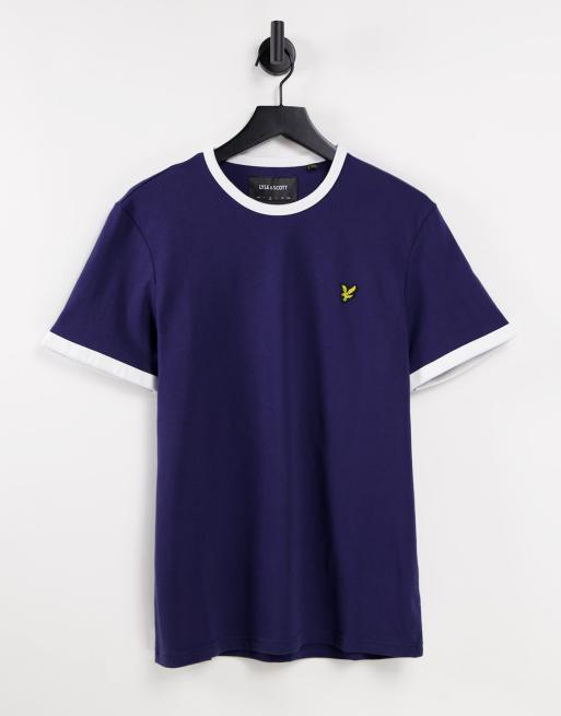 Lyle & Scott – Marineblaues T-Shirt mit Zierstreifen