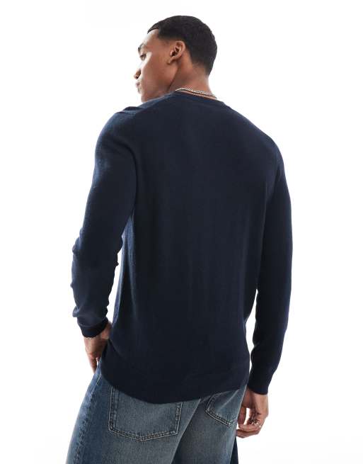 Lyle & Scott merino jumper in dark navy  , 2 of 4