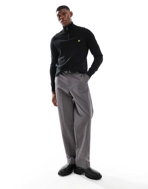Lyle & Scott merino quarter zip jumper in black  , 2 of 4