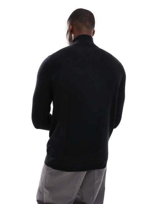 Lyle & Scott merino quarter zip jumper in black  , 4 of 4
