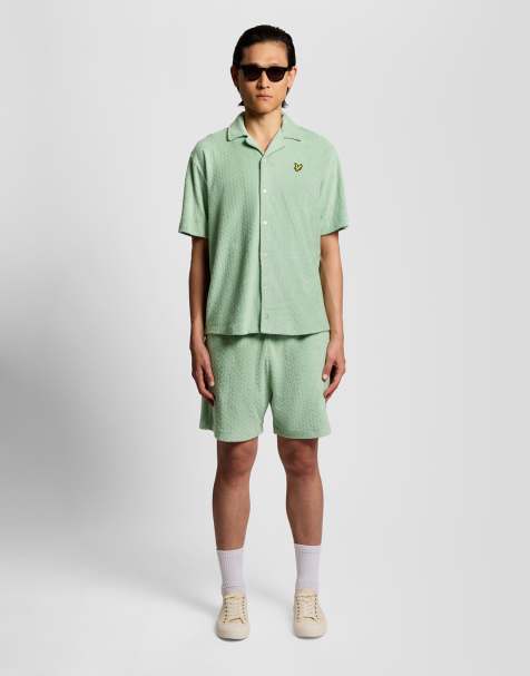 Lyle & Scott Mid bottoms honeycomb towelling short in y133 misty sage - view 1