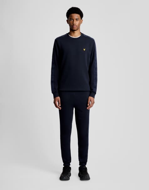 Lyle & Scott Mid bottoms jacquard tape joggers in z271 dark navy - view 1