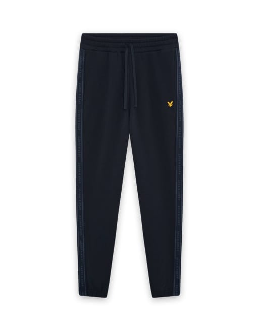 Lyle & Scott Mid bottoms jacquard tape joggers in z271 dark navy, 5 of 7