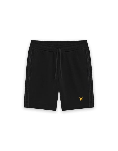 Lyle & Scott Mid bottoms jacquard tape shorts in z865 jet black