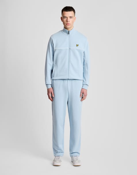 Lyle & Scott Mid bottoms piped straight leg track bottoms in w596 opal blue - view 1