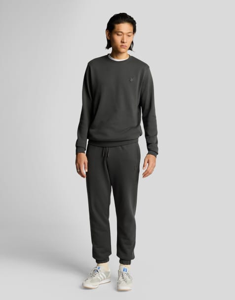 Lyle & Scott Mid bottoms superfine slim sweatpant in w635 gunmetal - view 1
