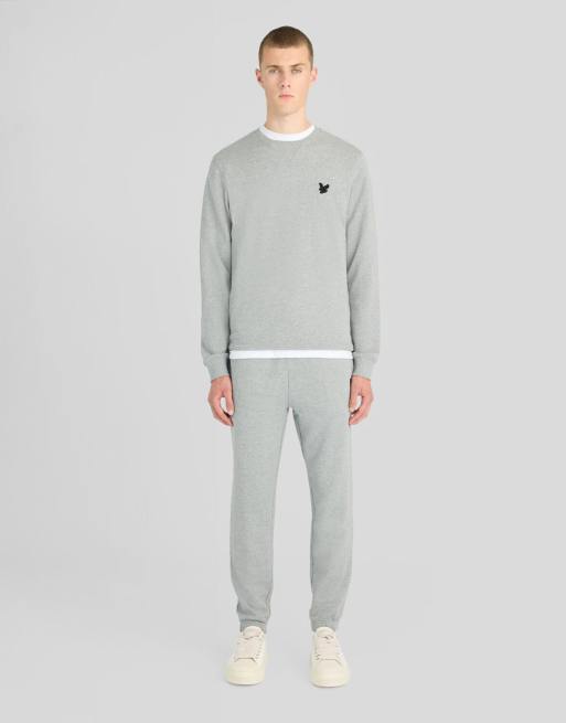 Lyle & Scott Mid bottoms textured eagle sweatpant in t28 mid grey marl, 2 of 5