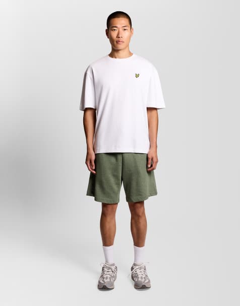 Lyle & Scott Mid bottoms tri marl sweatshort in y178 khaki tri marl