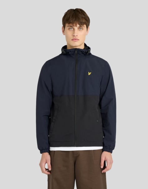 Lyle & Scott Mid jackets colour block zip through hooded jacket in w315 dark navy/ jet black - view 1