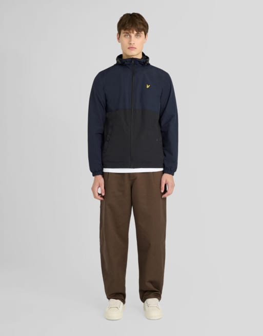Lyle & Scott Mid jackets colour block zip through hooded jacket in w315 dark navy/ jet black, 2 of 6