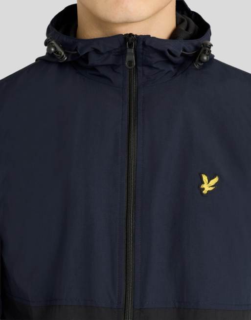 Lyle & Scott Mid jackets colour block zip through hooded jacket in w315 dark navy/ jet black, 3 of 6