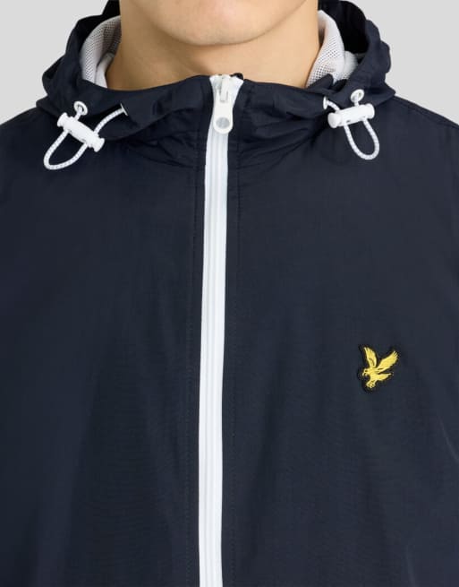 Lyle & Scott Mid jackets contrast zip through hooded jacket in x136 dark navy/white, 3 of 6