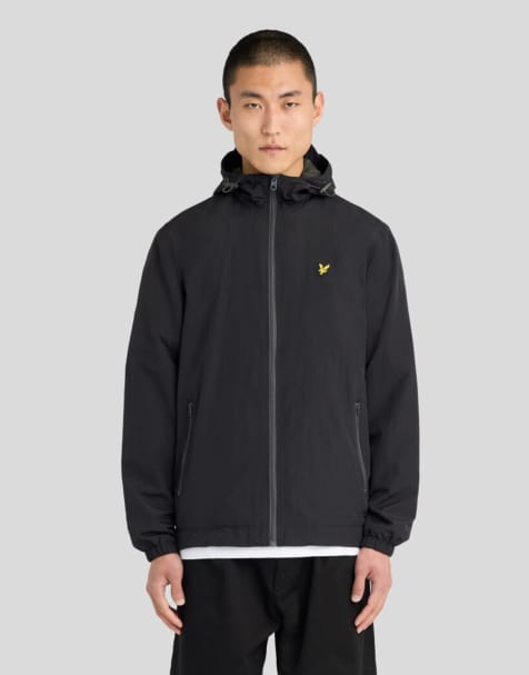 Lyle & Scott Mid jackets contrast zip through hooded jacket in x243 jet black/gunmetal - view 1