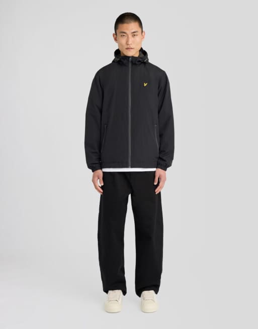 Lyle & Scott Mid jackets contrast zip through hooded jacket in x243 jet black/gunmetal, 2 of 6