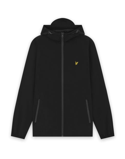 Lyle & Scott Mid jackets contrast zip through hooded jacket in x243 jet black/gunmetal, 5 of 6