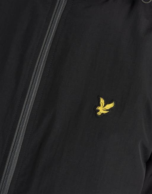 Lyle & Scott Mid jackets contrast zip through hooded jacket in x243 jet black/gunmetal, 6 of 6