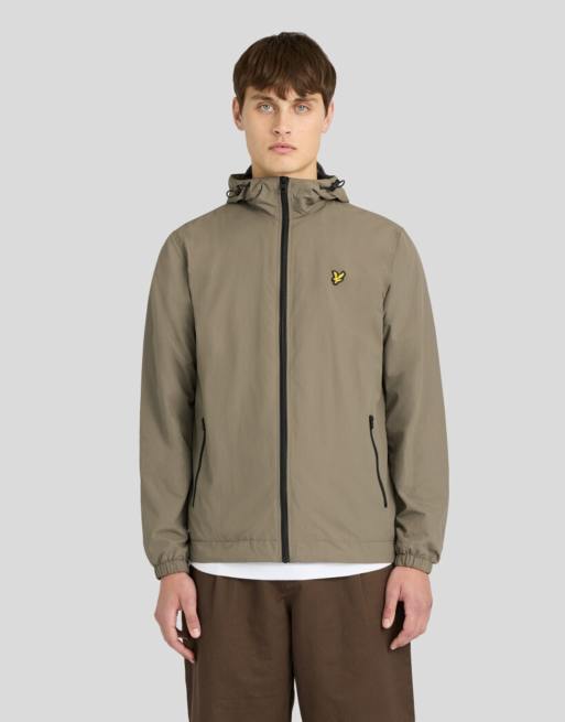 Lyle & Scott Mid jackets contrast zip through hooded jacket in y381 khaki ash/jet black, 2 of 6
