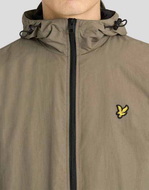 Lyle & Scott Mid jackets contrast zip through hooded jacket in y381 khaki ash/jet black, 3 of 6