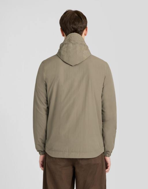 Lyle & Scott Mid jackets contrast zip through hooded jacket in y381 khaki ash/jet black, 4 of 6