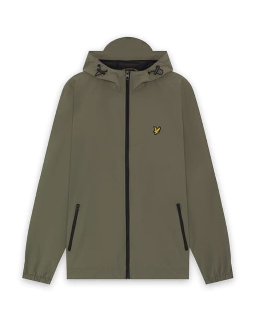 Lyle & Scott Mid jackets contrast zip through hooded jacket in y381 khaki ash/jet black, 5 of 6