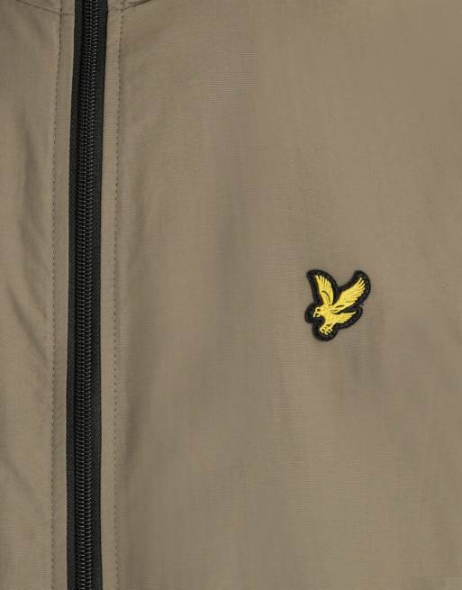 Lyle & Scott Mid jackets contrast zip through hooded jacket in y381 khaki ash/jet black, 6 of 6
