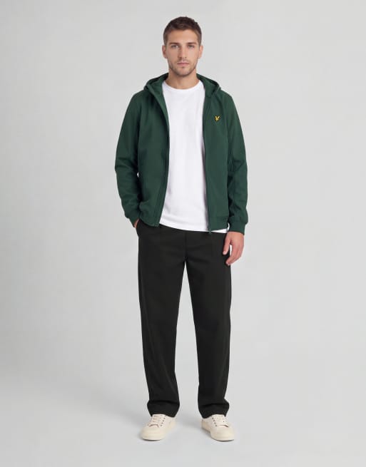 Lyle & Scott Mid jackets fleece back softshell jacket in w486 dark green, 2 of 5