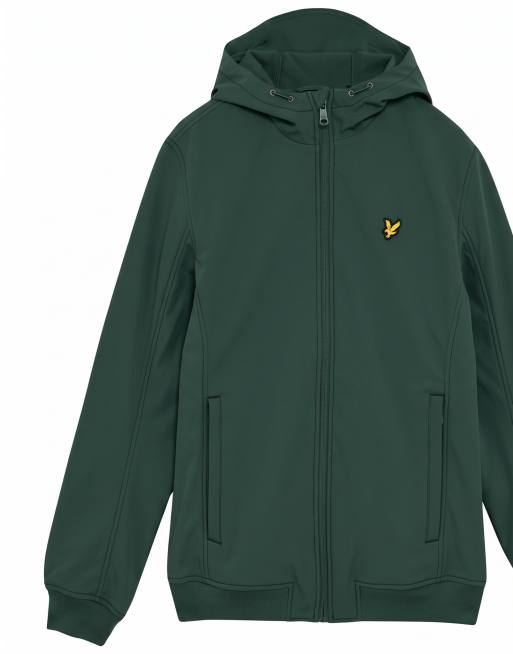 Lyle & Scott Mid jackets fleece back softshell jacket in w486 dark green, 5 of 5
