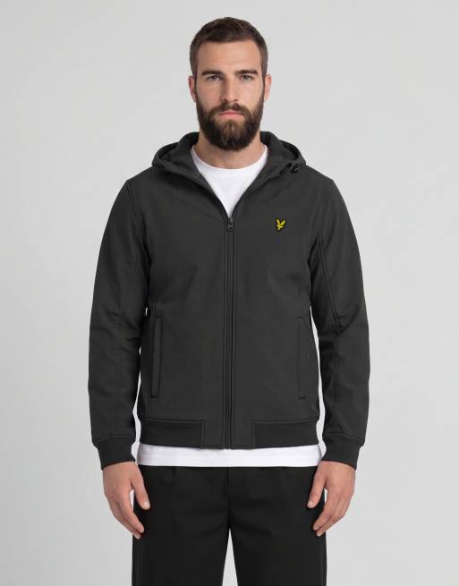 Lyle & Scott Mid jackets fleece back softshell jacket in z865 jet black, 2 of 5
