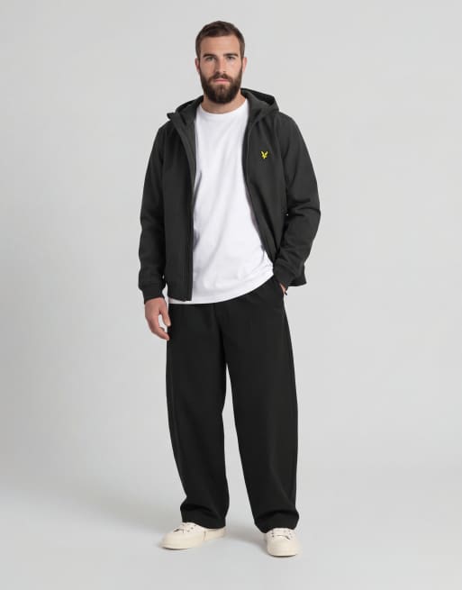 Lyle & Scott Mid jackets fleece back softshell jacket in z865 jet black, 3 of 5