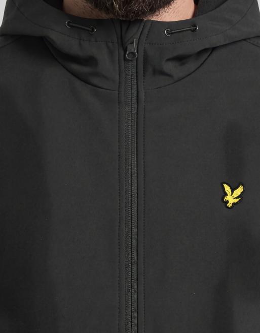 Lyle & Scott Mid jackets fleece back softshell jacket in z865 jet black, 5 of 5