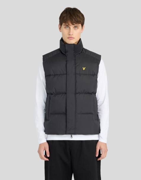 Lyle & Scott Mid jackets funnel neck puffer gilet in z865 jet black - view 1
