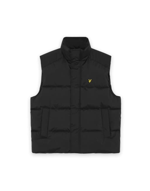 Lyle & Scott Mid jackets funnel neck puffer gilet in z865 jet black, 5 of 6