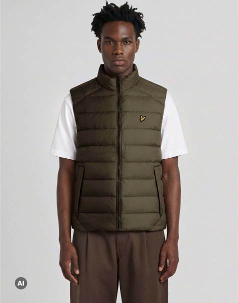 Lyle & Scott Mid jackets heat reactive quilted gilet in y709 washed brown / cove - view 1