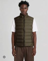 Lyle & Scott Mid jackets heat reactive quilted gilet in y709 washed brown / cove