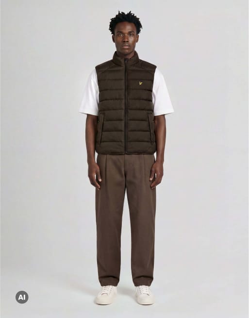 Lyle & Scott Mid jackets heat reactive quilted gilet in y709 washed brown / cove, 2 of 7