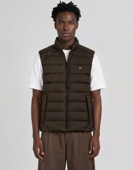Lyle & Scott Mid jackets heat reactive quilted gilet in y709 washed brown / cove, 4 of 7