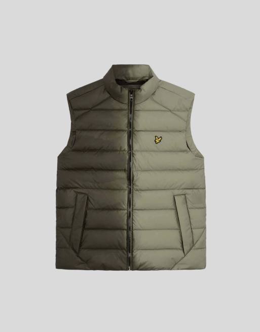 Lyle & Scott Mid jackets heat reactive quilted gilet in y709 washed brown / cove, 6 of 7