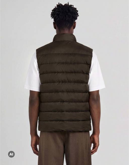 Lyle & Scott Mid jackets heat reactive quilted gilet in y709 washed brown / cove, 7 of 7
