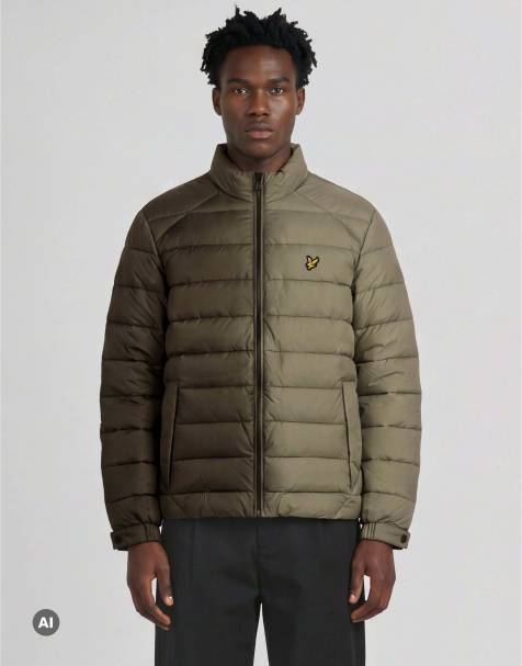 Lyle & Scott Mid jackets heat reactive quilted jacket in y709 washed brown / cove - view 1
