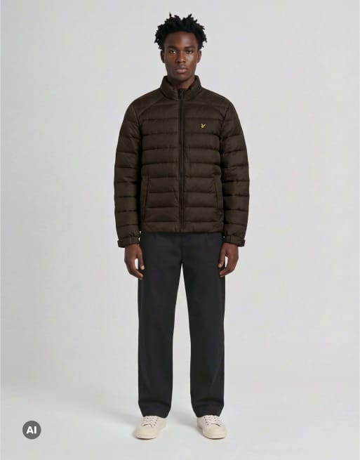 Lyle & Scott Mid jackets heat reactive quilted jacket in y709 washed brown / cove, 4 of 7