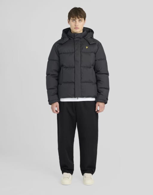 Lyle & Scott Mid jackets hooded puffer jacket in z865 jet black, 2 of 6